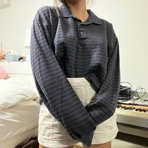 Vintage Eddie Bauer Stripes Cropped Polo Sweater